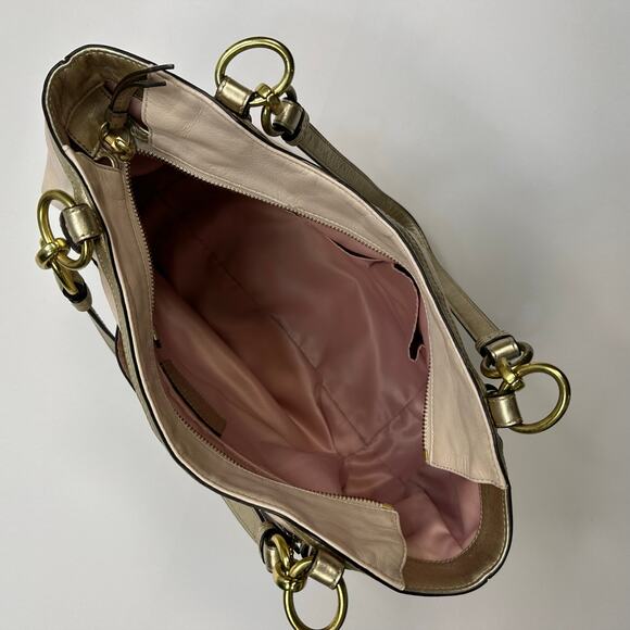 Coach Alexandra Tote Cream Leather with Gold Trim Purse Shoulder Bag Shopper - Picture 9 of 13